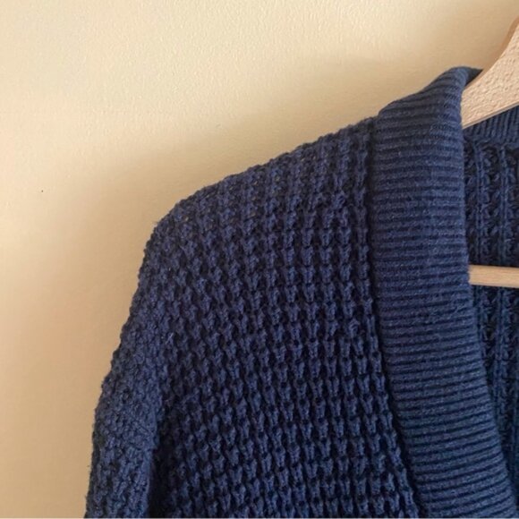 Banana Republic 2023 Relaxed Fit Waffle Cardigan Men Large Blue Grandpa Cotton - Picture 4 of 14